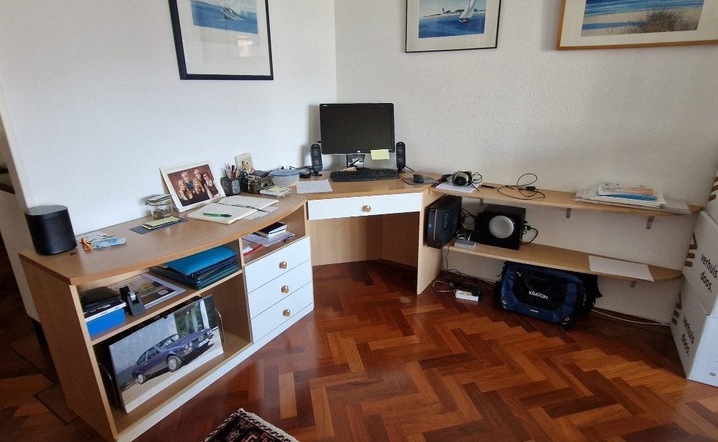 Hoek buro 3 delen, Ophalen, Gebruikt, 70 tot 120 cm, 170 cm of meer