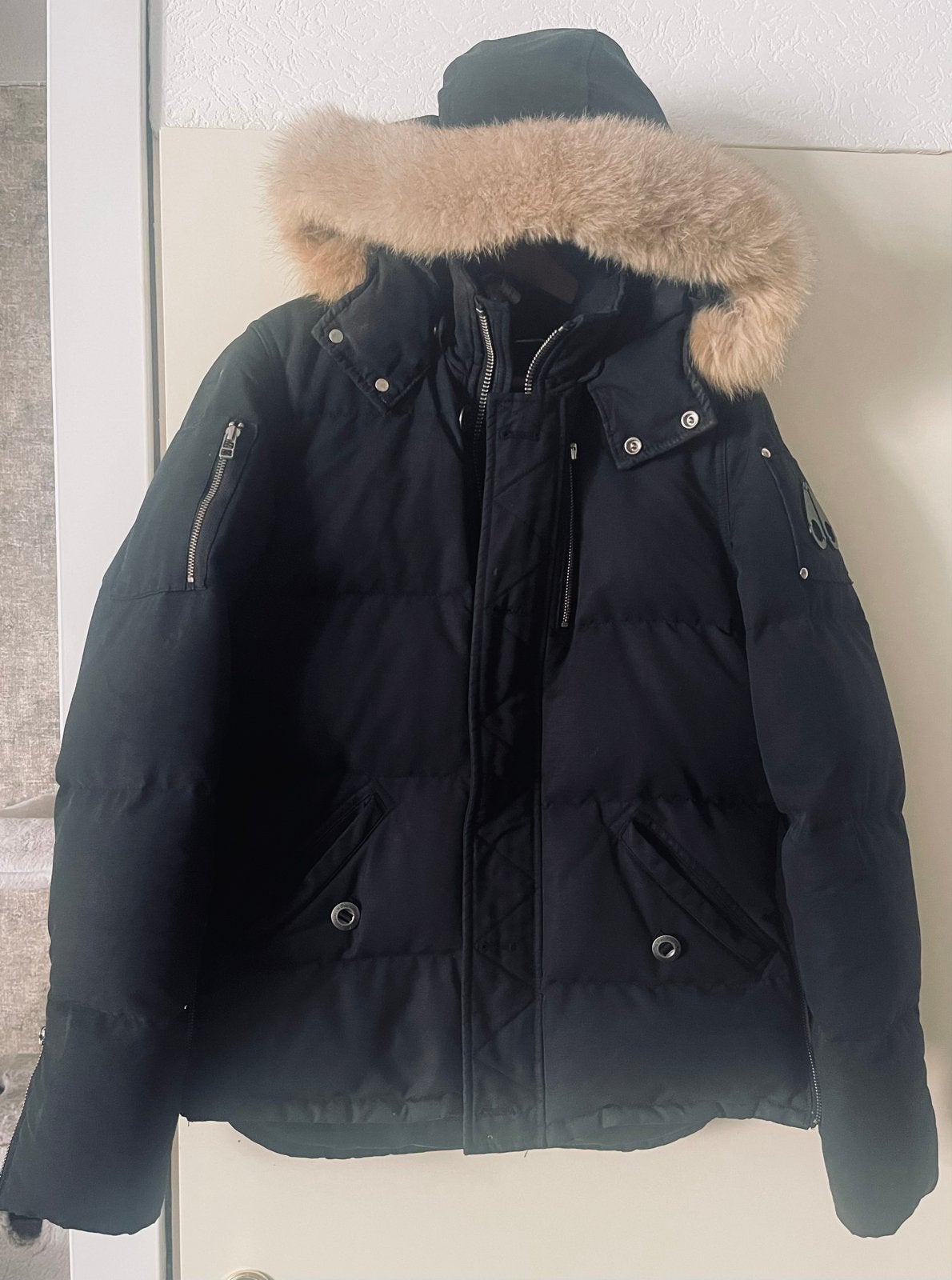 Moose Knuckles Winterjas Zwart met Bontkraag, Ophalen of Verzenden, Zo goed als nieuw, Maat 46 (S) of kleiner, Zwart