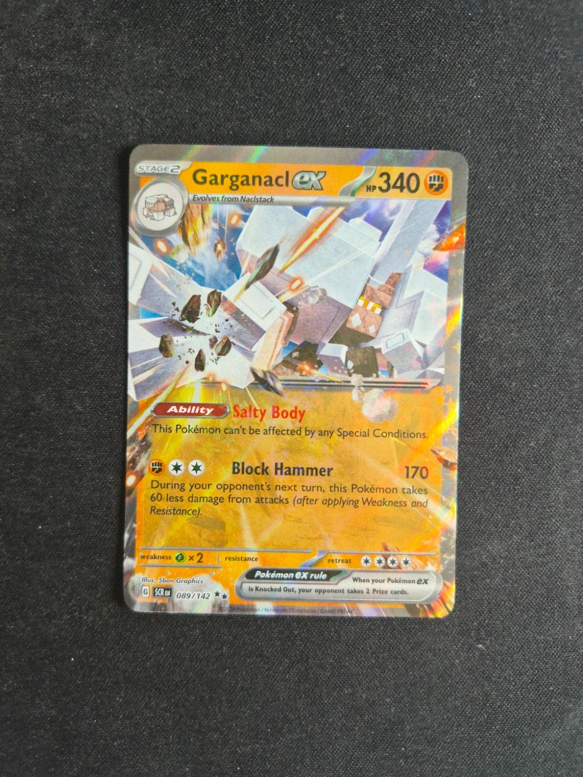 Pokemon Kaart Garganacl EX 089/142, Ophalen of Verzenden, Zo goed als nieuw, Losse kaart, Foil