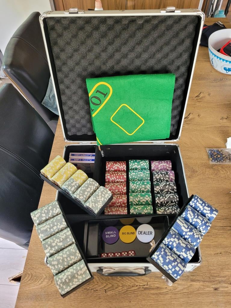 Luxe XL pokerset met waardeopdruk en extra's! Nieuw!, Vijf spelers of meer, Ophalen of Verzenden, Nieuw