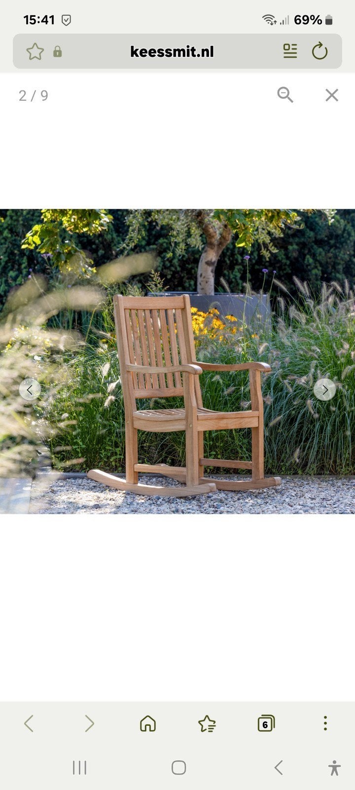 Stoere teakhouten tuinstoel schommelstoel stoel, Tuin en Terras, Ophalen, Nieuw, Hout