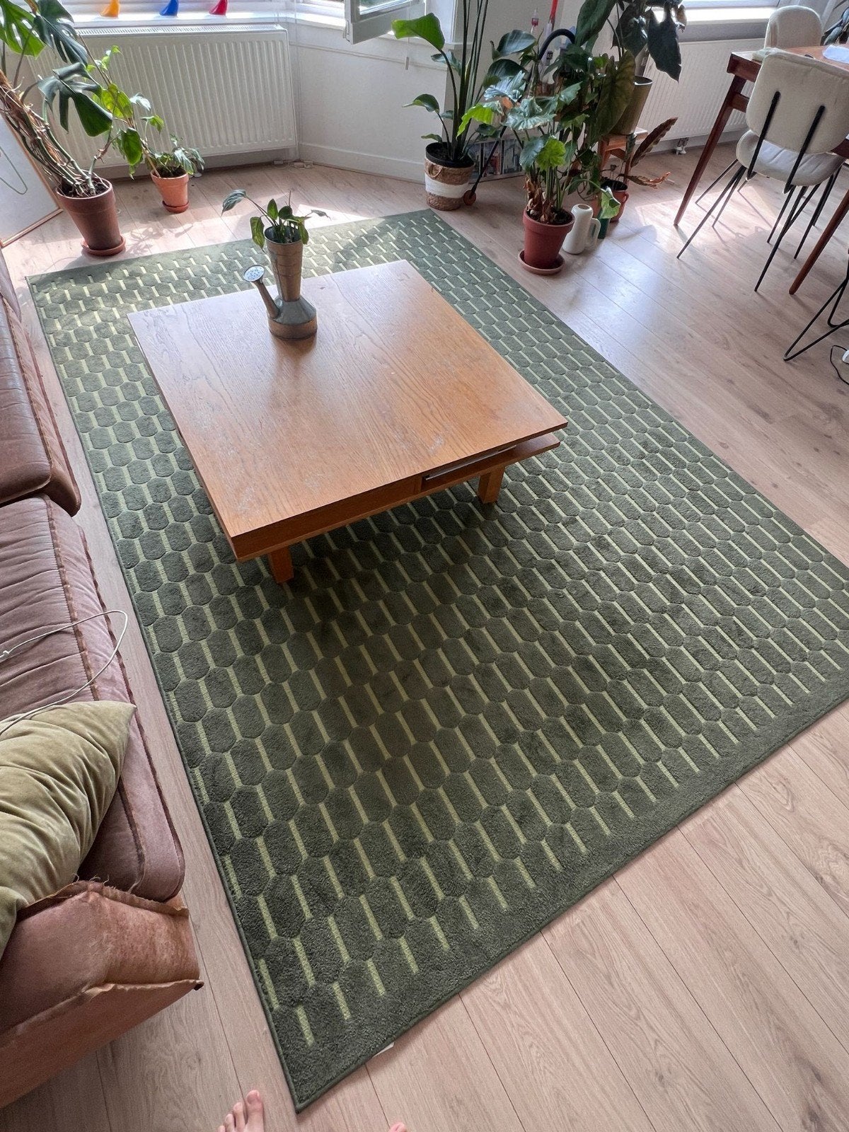 IKEA NÖVLING vloerkleed – groen, 200x300 cm – als nieuw, Ophalen, 200 cm of meer, Zo goed als nieuw, 200 cm of meer