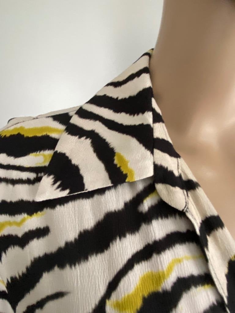 K106 Zara maat M=38/40 lange jurk wit/geel/zwart, Kleding | Dames, Maat 38/40 (M), Ophalen of Verzenden, Zo goed als nieuw, Onder de knie