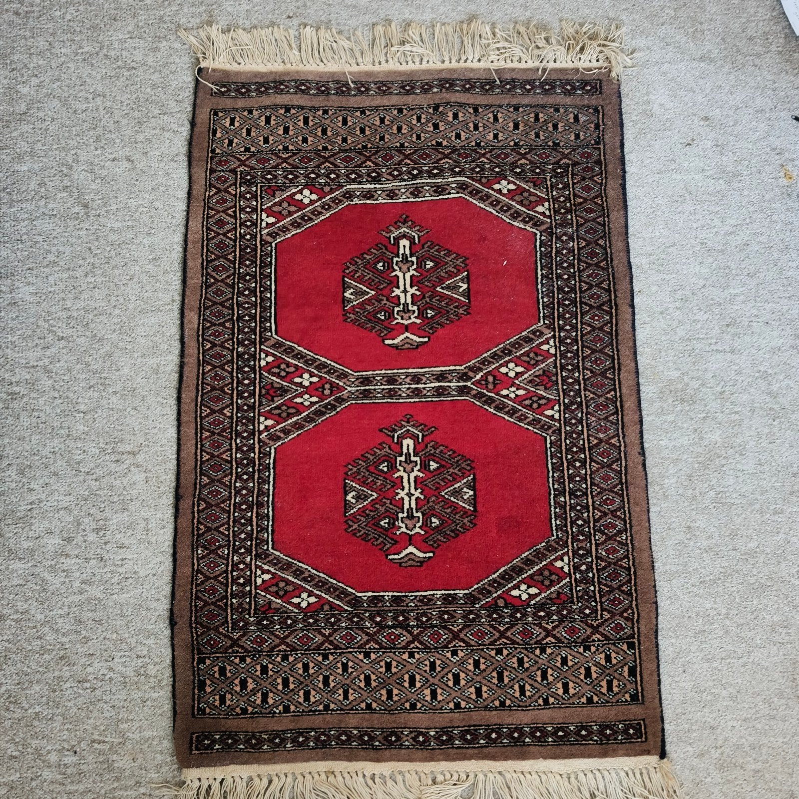 Origineel Handgeknoopt Oosters Tapijt - Bochara, Huis en Inrichting, Ophalen, Rood, 50 tot 100 cm, 50 tot 100 cm