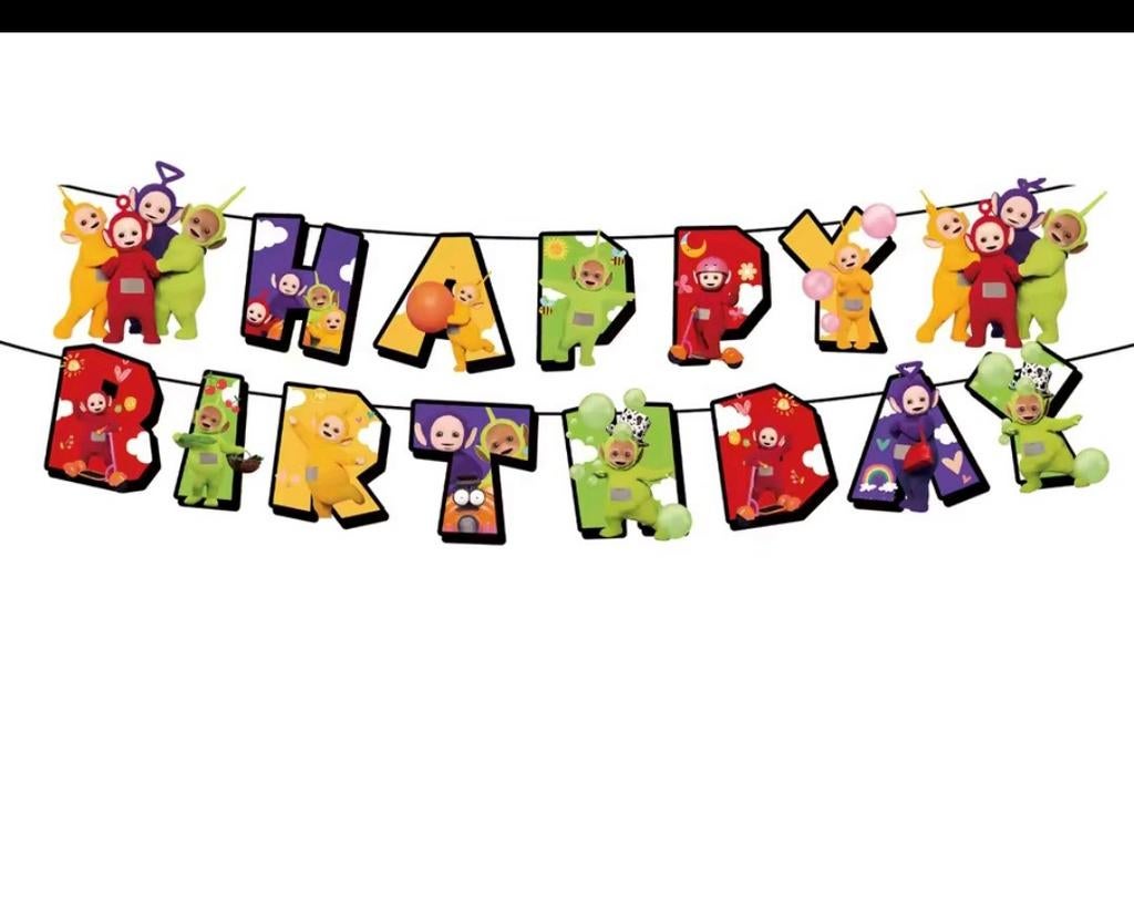 Nieuwe Teletubbies Happy Birthday Banner Feestversiering, Ophalen, Nieuw, Versiering, Verjaardag