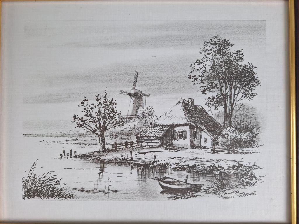 Mooie ingelijste prent Reint Withaar., Antiek en Kunst, Ophalen of Verzenden