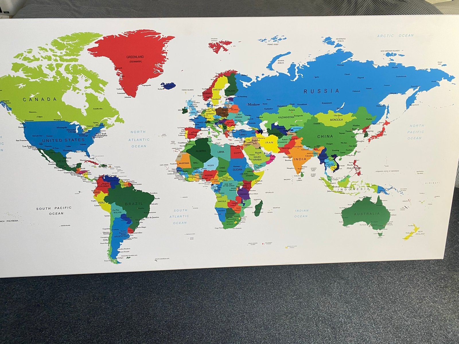 Grote Wereldkaart Canvas - Kleurrijk en Educatief, Ophalen, 160 cm, Meerkleurig, Textiel