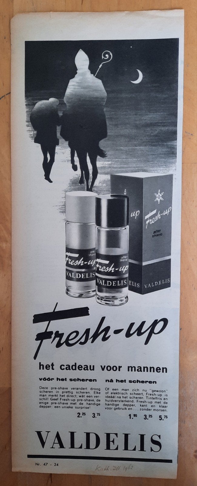 SINTERKLAAS - Valdelis Fresh-up reclame (1962), Ophalen of Verzenden, 1960 tot 1980, Knipsel(s)