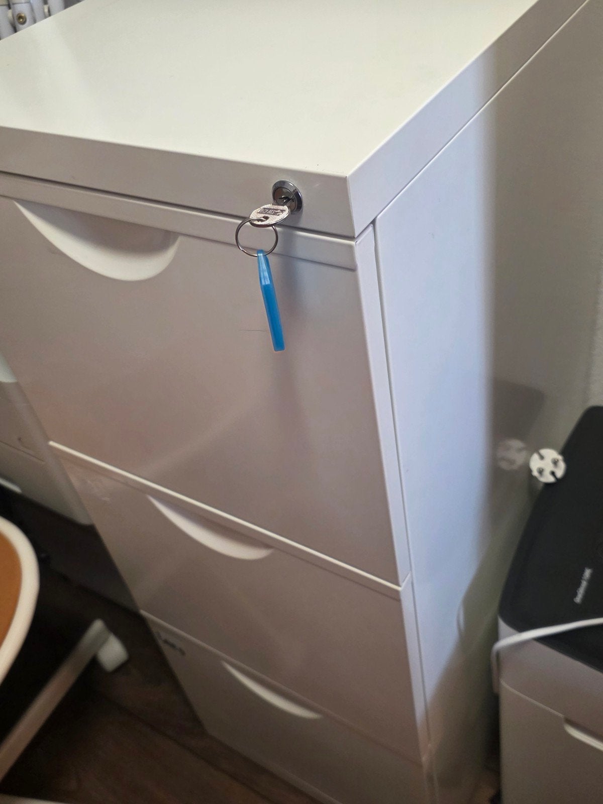 Metalen hangmappenkast met 3 laden en sleutel, Ophalen, Gebruikt, 25 tot 50 cm, Minder dan 100 cm