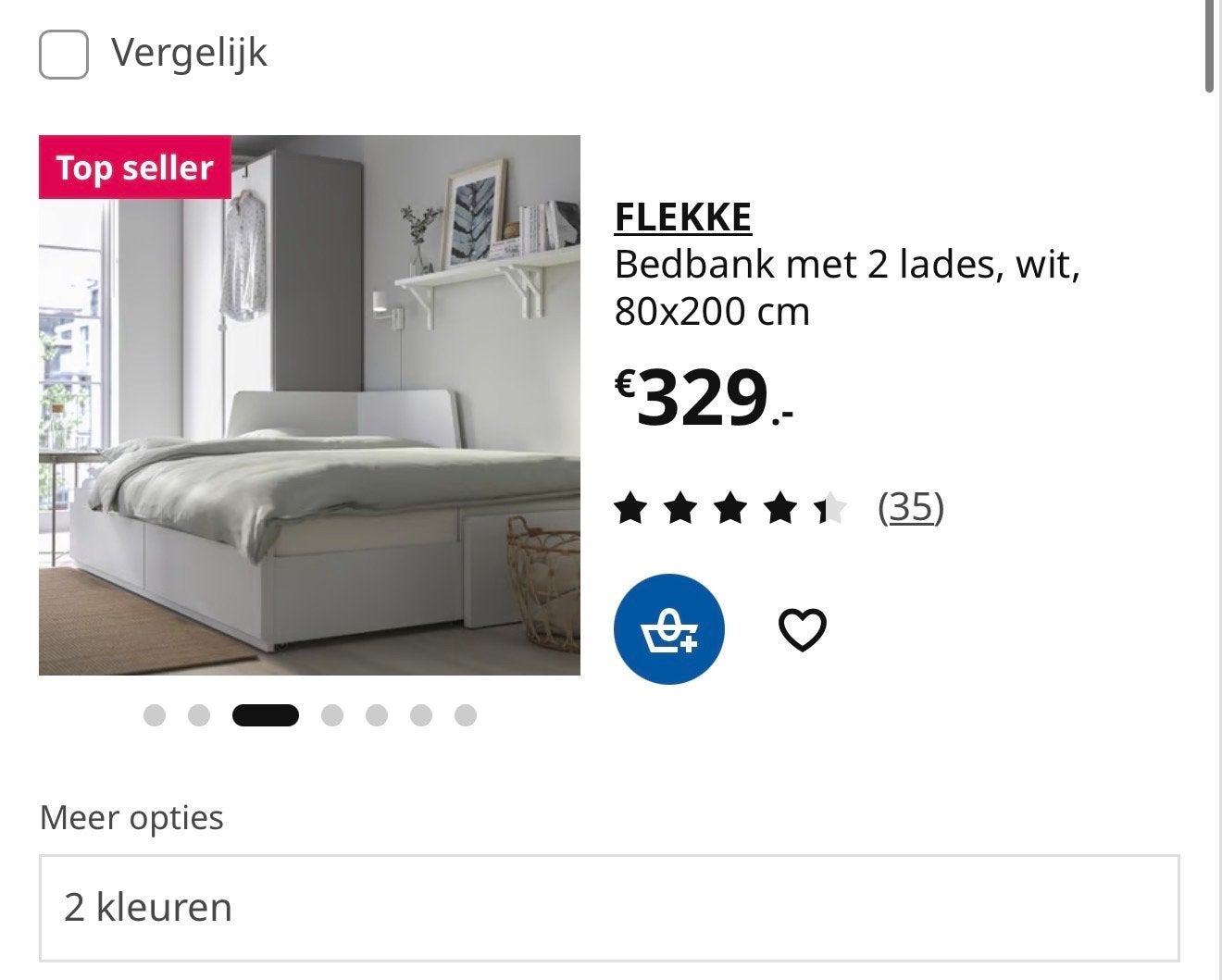 IKEA FLEKKE Bedbank met 2 lades, wit, 80x200 cm
