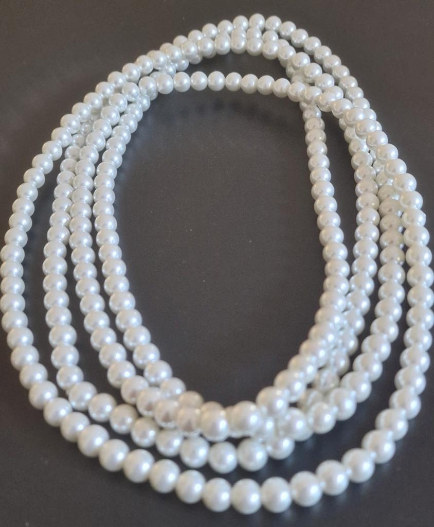 Zeer lange parelketting., Ophalen of Verzenden, Zo goed als nieuw, Wit, Overige materialen