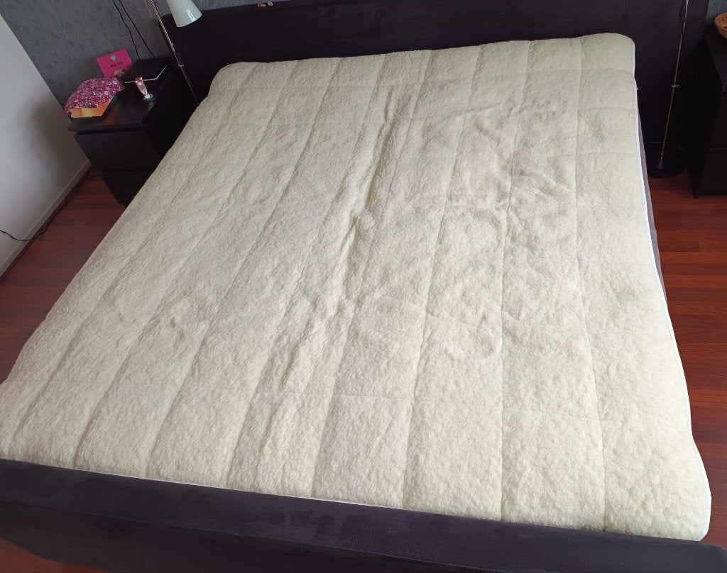Novitesse wollen onderdeken (180 x 200), Gebruikt, Lits-jumeaux, Ademend, Wit