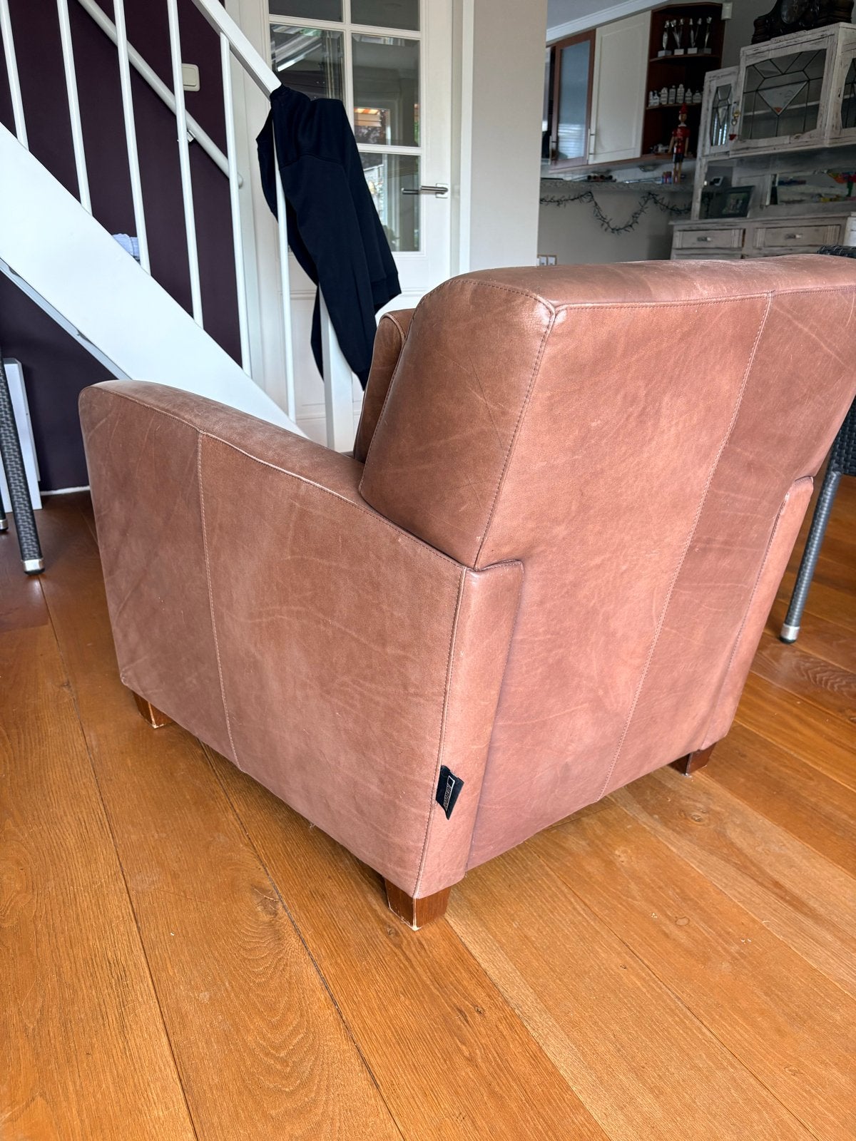 Lederen fauteuil van Linteloo - Bruin, Ophalen, Gebruikt, Leer, 75 tot 100 cm