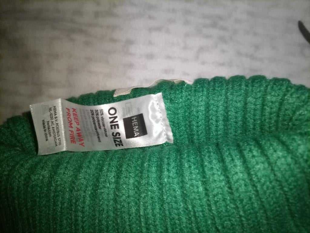 Groene,beanie kindermuts., Jongetje of Meisje, Nieuw, Ophalen of Verzenden, Hema.