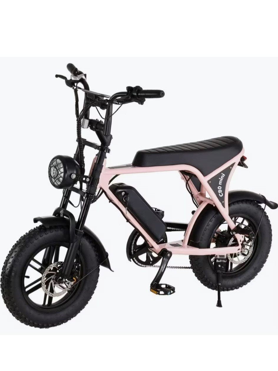 OUXI C80 Mini Fatbike | Roze of Zwart | 250W E-Bike, Zo goed als nieuw, Minder dan 47 cm, 30 tot 50 km per accu, Ophalen