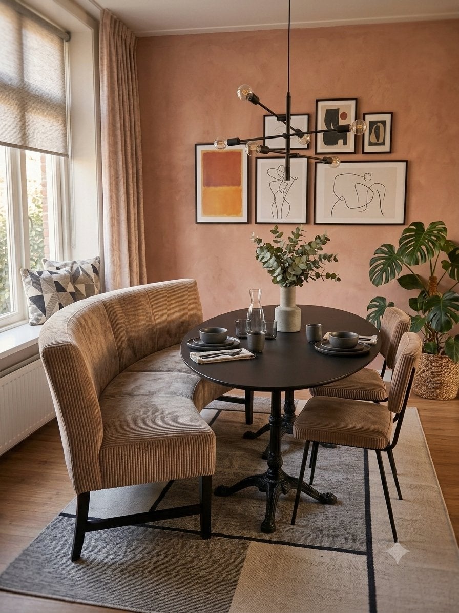 NIEUWE ruime eetkamerbank met pocketvering, Ophalen, Bruin, Nieuw, Landelijk