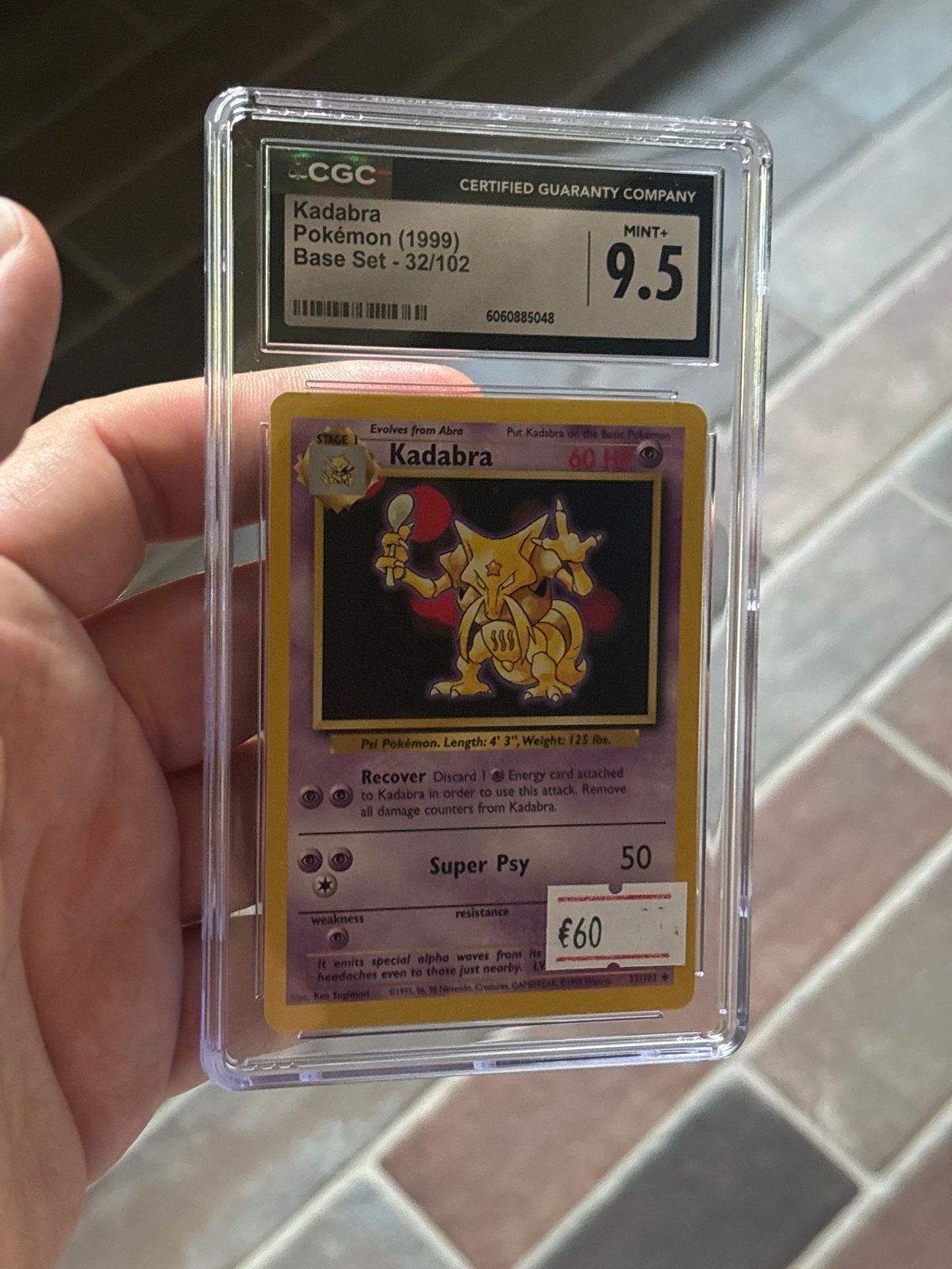 Kadabra Base Set 32 CGC 9.5 Mint Pokémon Kaart, Ophalen of Verzenden, Zo goed als nieuw, Losse kaart