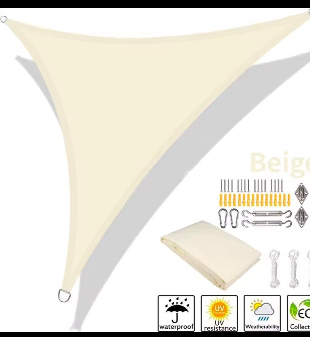Beige Zonnedoek Driehoekig - Waterdicht & UV-bestendig, Tuin en Terras, Ophalen