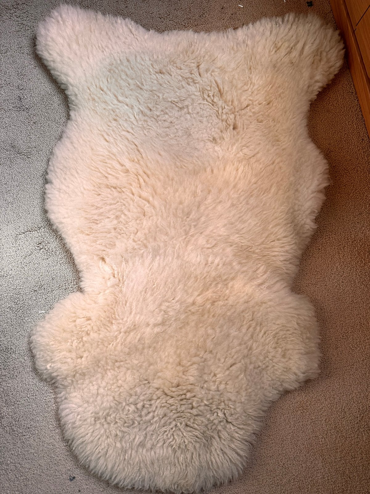 Zacht schapenvacht kleed - Crème/Wit, Gebruikt, 100 tot 150 cm, Crème, Overige vormen