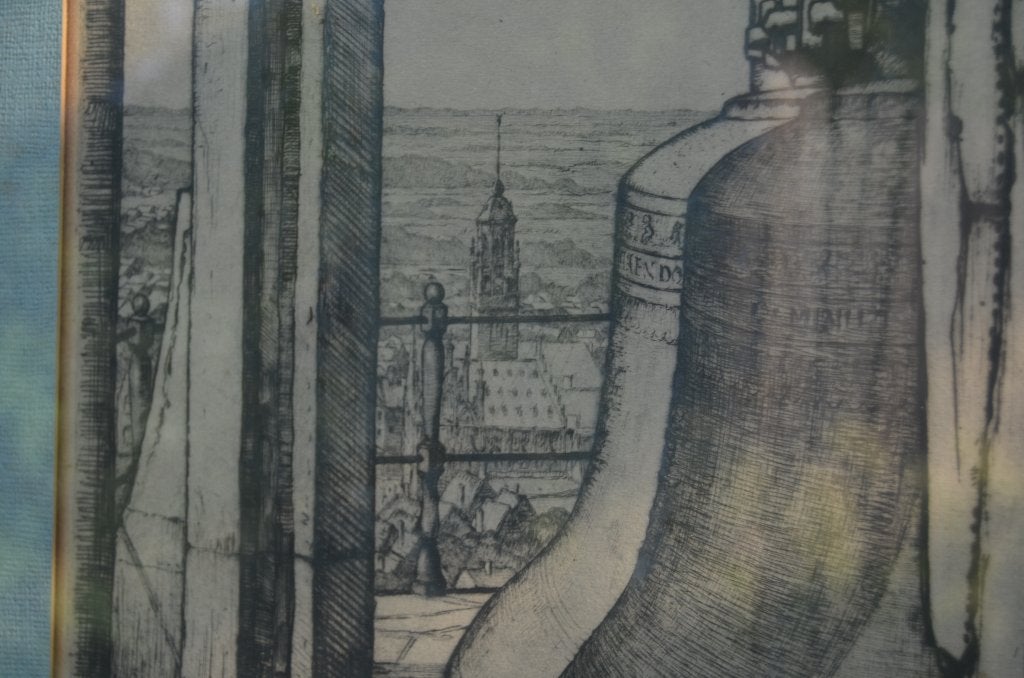Zeer fraaie ets Louis Heymans: L.Jan en Malle Betje in één!!, Antiek en Kunst, Kunst | Etsen en Gravures, Ingelijst, Stadsgezicht