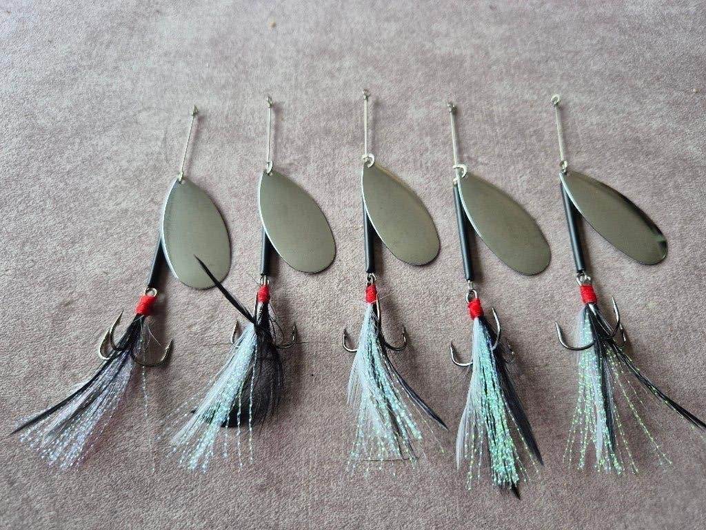 5x handgebouwde Zaanse polder spinners kunstaas, Ophalen of Verzenden, Nieuw, Kunstaas