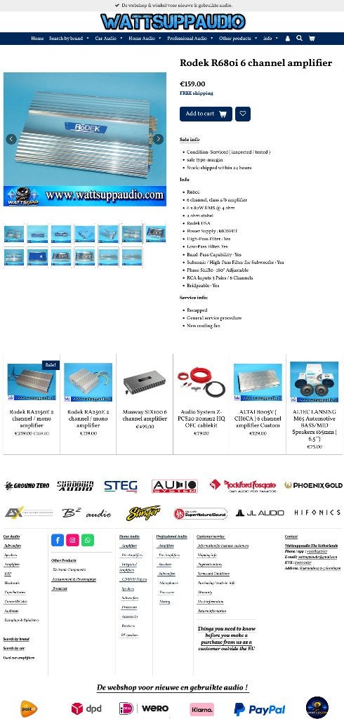 Rodek R680i 6 kanaals versterker, Auto diversen, Gebruikt, ., Ophalen of Verzenden, RODEK USA