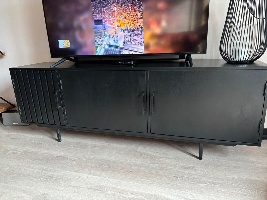 TV kast zwart, Ophalen, 150 tot 200 cm, Zo goed als nieuw, Minder dan 100 cm
