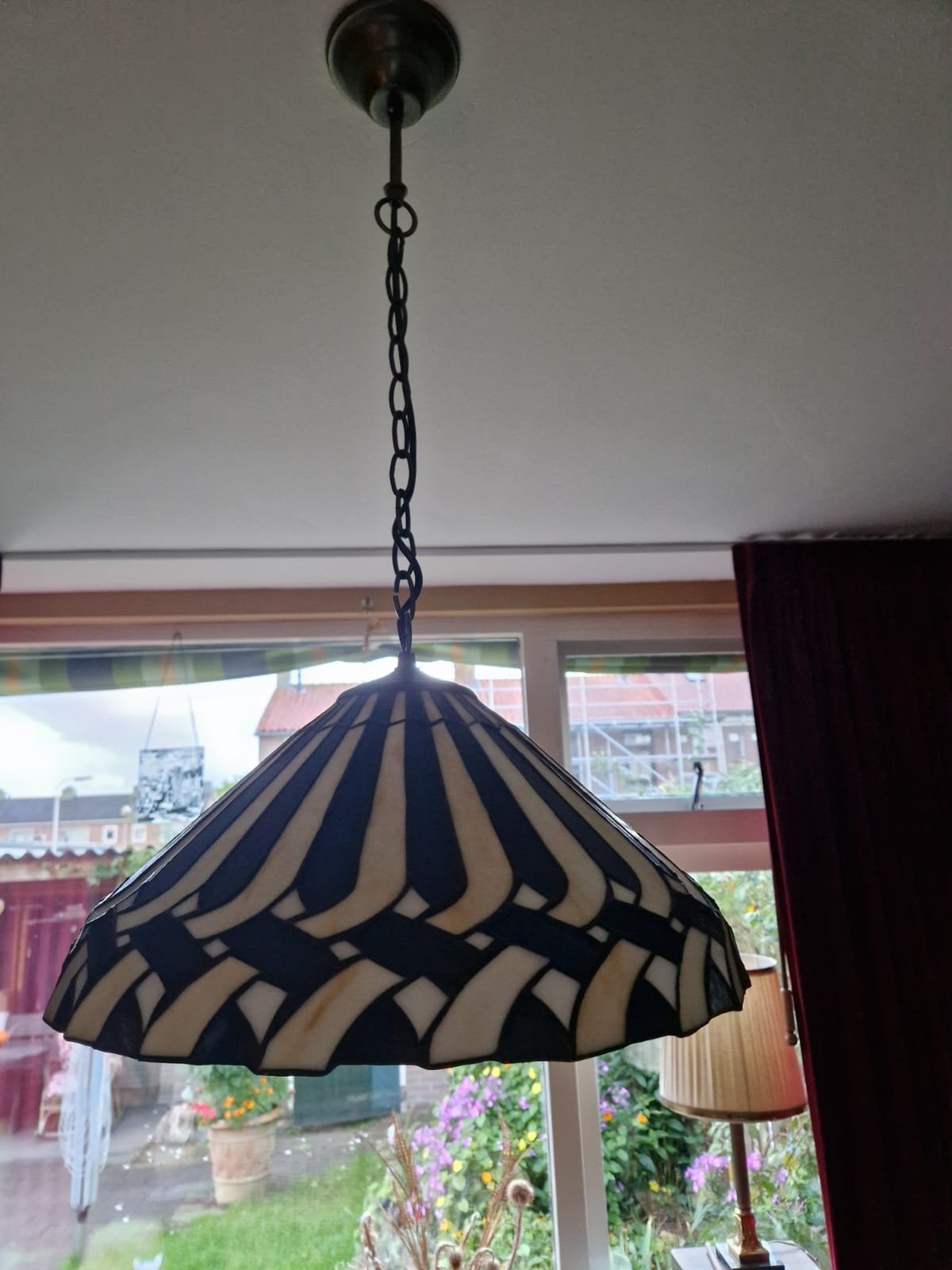 Tiffany Stijl Hanglamp - Glas in Lood Design, Huis en Inrichting, Ophalen, Gebruikt, E27 (groot), Glas
