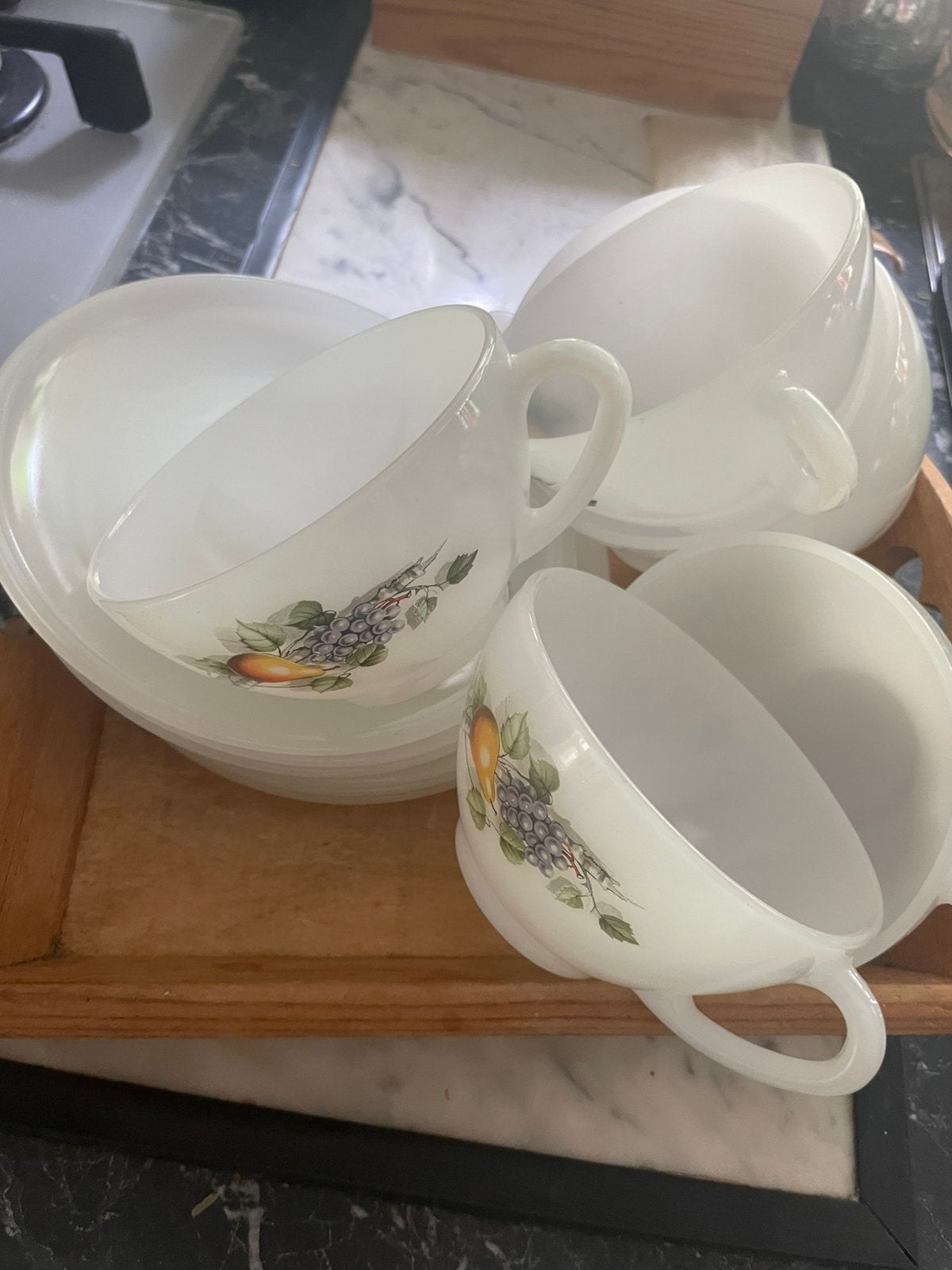 6 Vintage Arcopal France kop/schotels. Soepkoppen., Antiek en Kunst, Ophalen of Verzenden