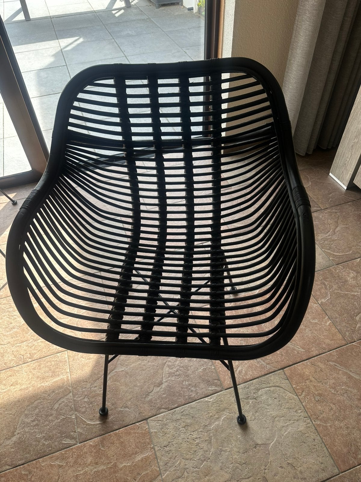 Twee rotan stoelen zwart, Huis en Inrichting, Gebruikt, Twee, Zwart, Riet of Rotan