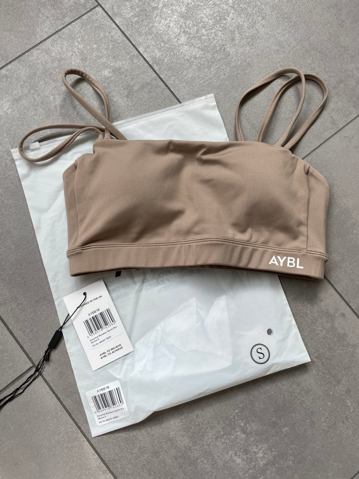 AYBL Essential Bandeau Sportbeha - Mocha (Maat S), Bruin, Nieuw, Ophalen of Verzenden, Fitness of Aerobics