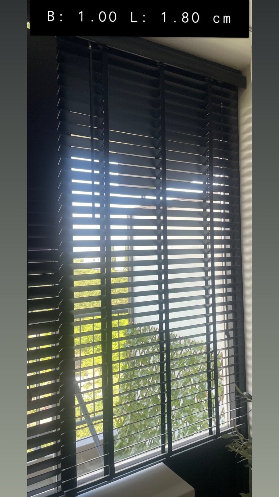 Zwarte (houten) jaloeziën, Huis en Inrichting, Ophalen, Jaloezie, Gebruikt, 180 cm