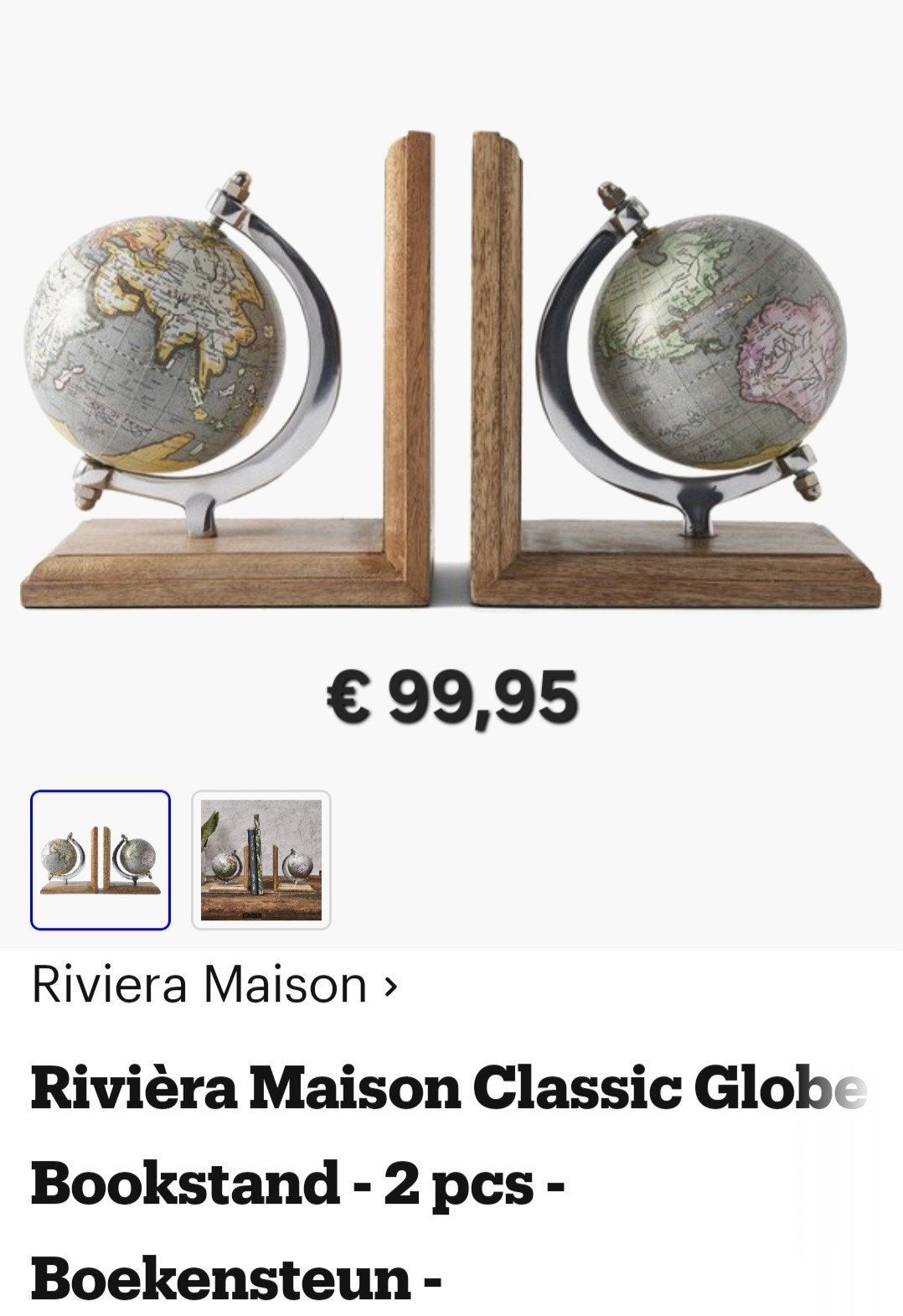 20% korting Rivièra maison * classic globe bookstands 2pcs *, Ophalen of Verzenden, Nieuw