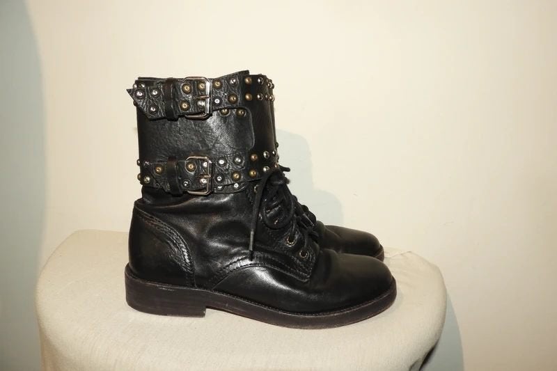Isabel Marant leren laarzen veters band studs Nette staat 38, Isabel Marant, Verzenden, Zwart, Lage of Enkellaarzen