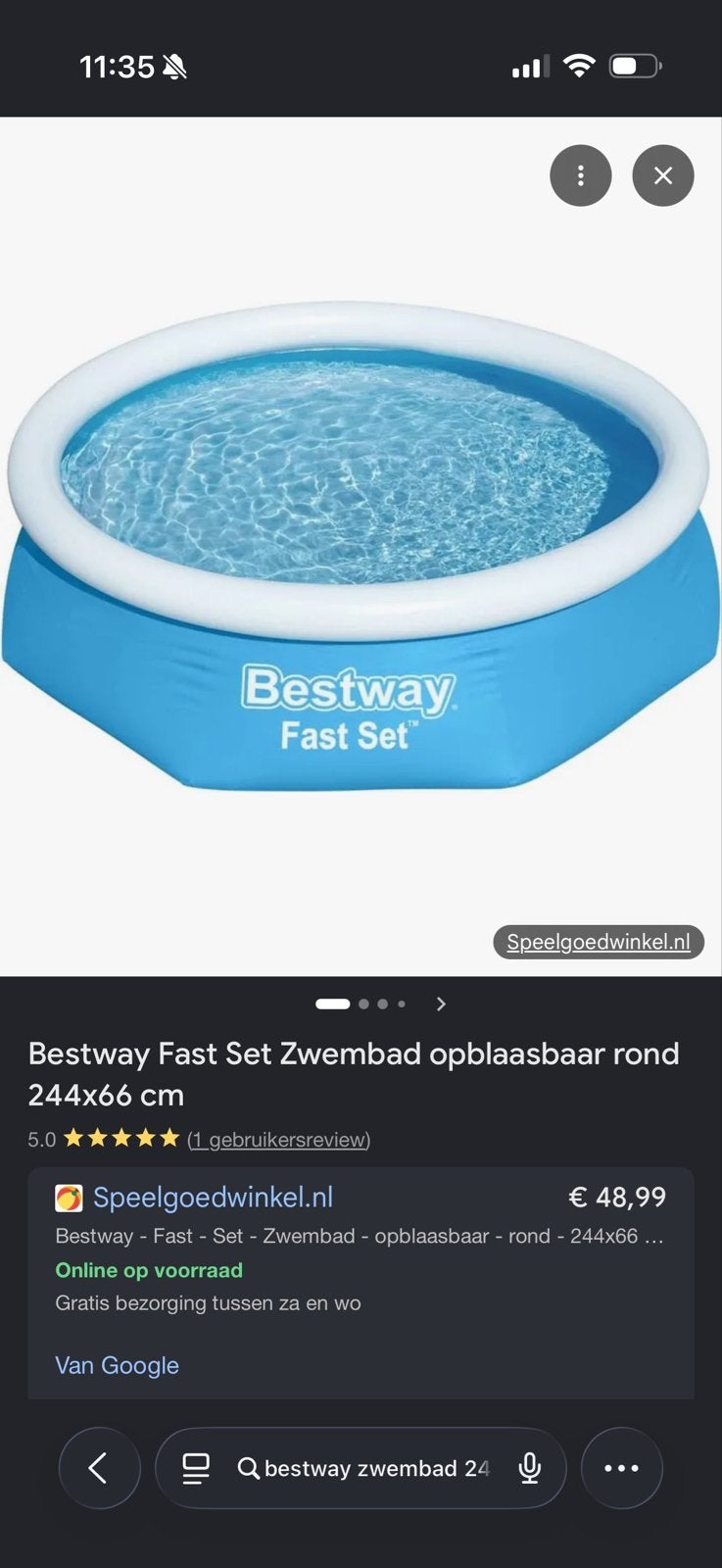 Bestway Fast Set Opblaaszwembad Rond 244x66 cm, Opblaaszwembad, Rond, Nieuw, Ophalen of Verzenden
