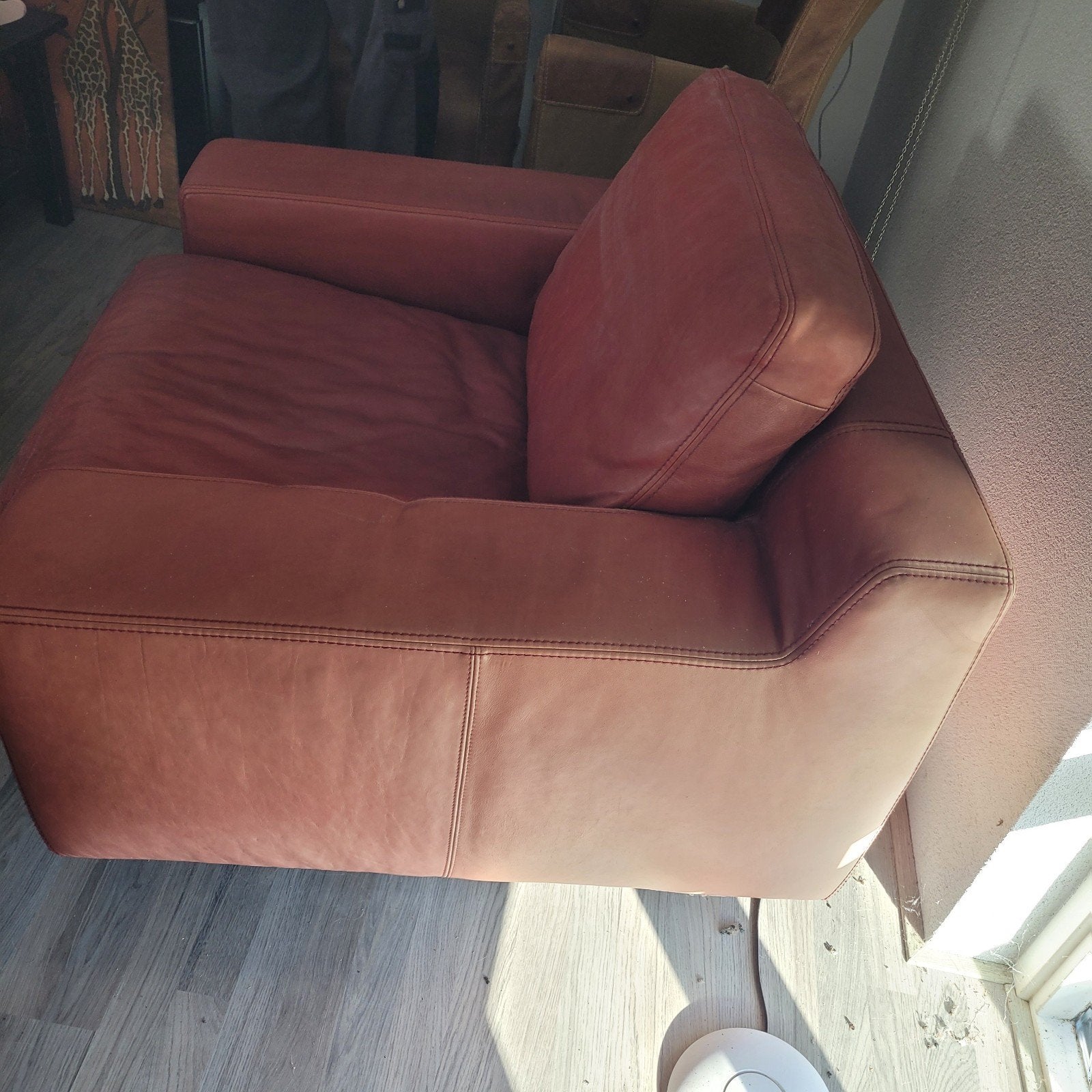 Rode leren fauteuil - Comfortabele en stijlvolle stoel, Ophalen, Gebruikt, Leer, Eén