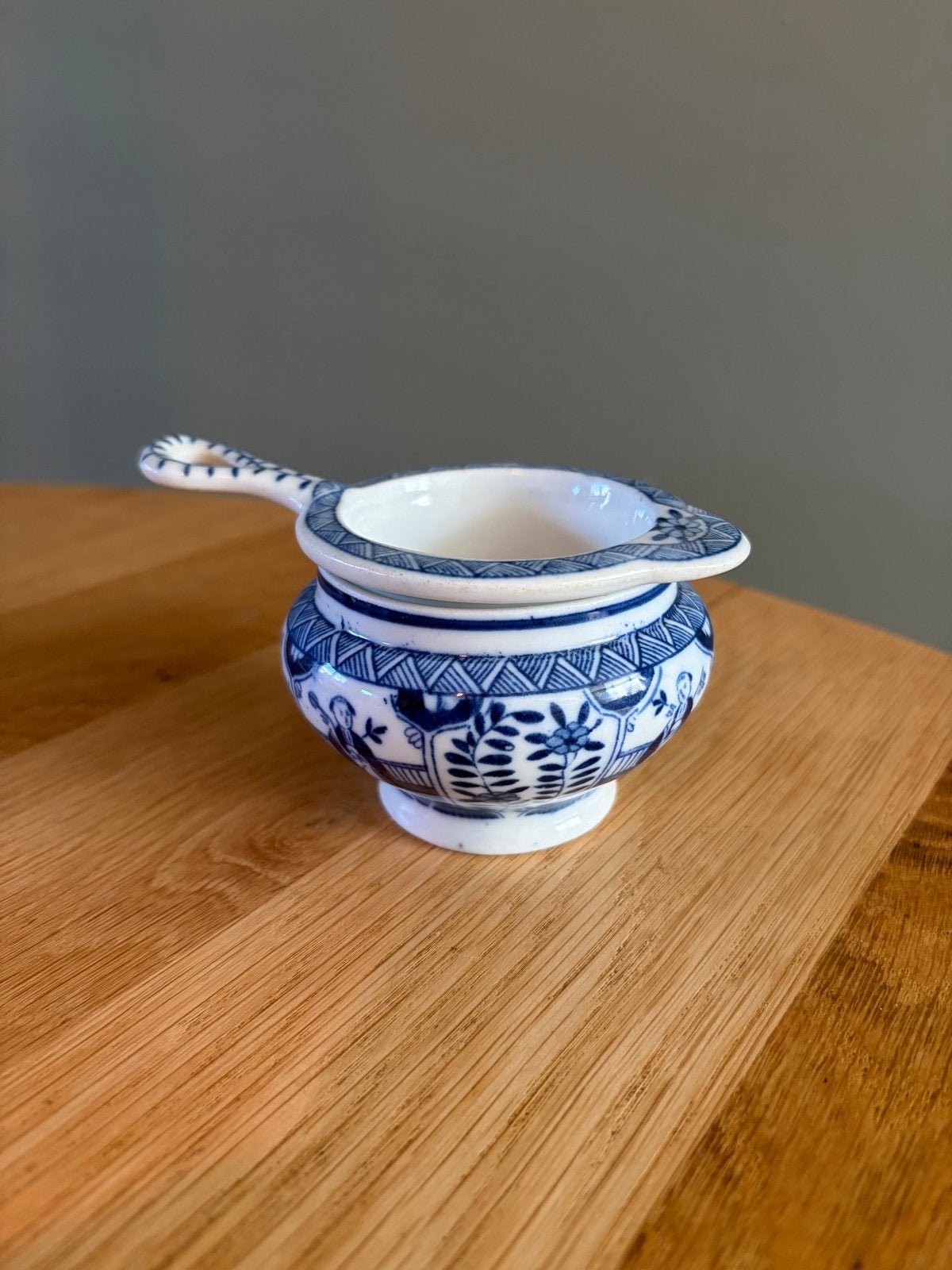 Vintage Theezeef Lange Lijs Blauw-Wit Porselein, Ophalen