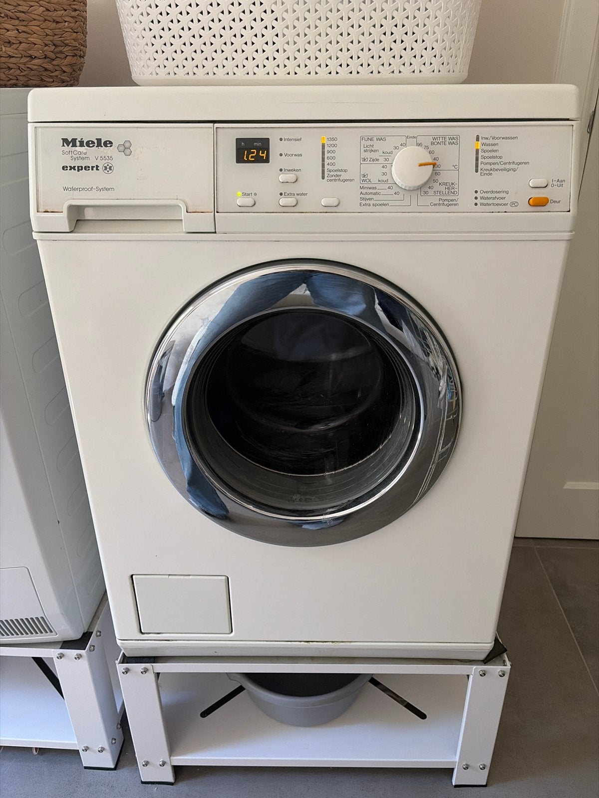 Miele SoftCare System V 5535 Expert Wasmachine, Ophalen, Gebruikt, Voorlader, 85 tot 90 cm