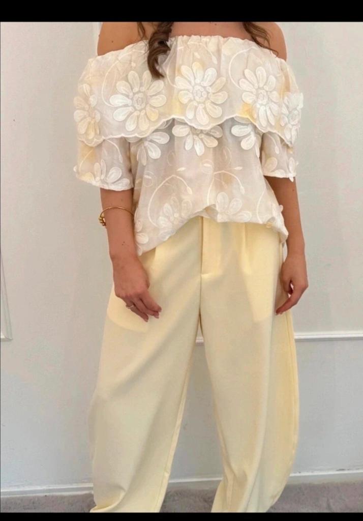 Nieuwe top met bloemen erop kaartje eraan, Kleding | Dames, Broeken en Pantalons, Ophalen of Verzenden, Nieuw, Zwart, Kort