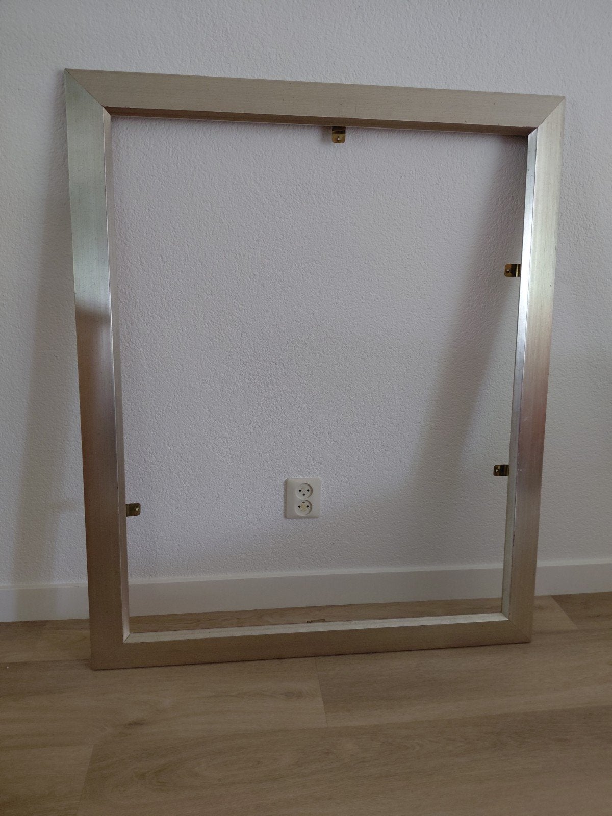 Grote zilverkleurige houten fotolijst, 100x 80 cm, Huis en Inrichting, Woonaccessoires | Lijsten, Ophalen, Gebruikt, Fotolijst