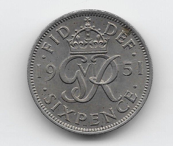Verenigd Koninkrijk 6 pence 1951 KM# 875, Verzenden, Overige landen, Losse munt