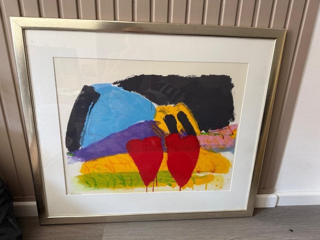 Jan Cremer - "TULPEN" - zeefdruk - ingelijst en gesigneerd, Zeefdruk, Met glas, Abstract, Ophalen