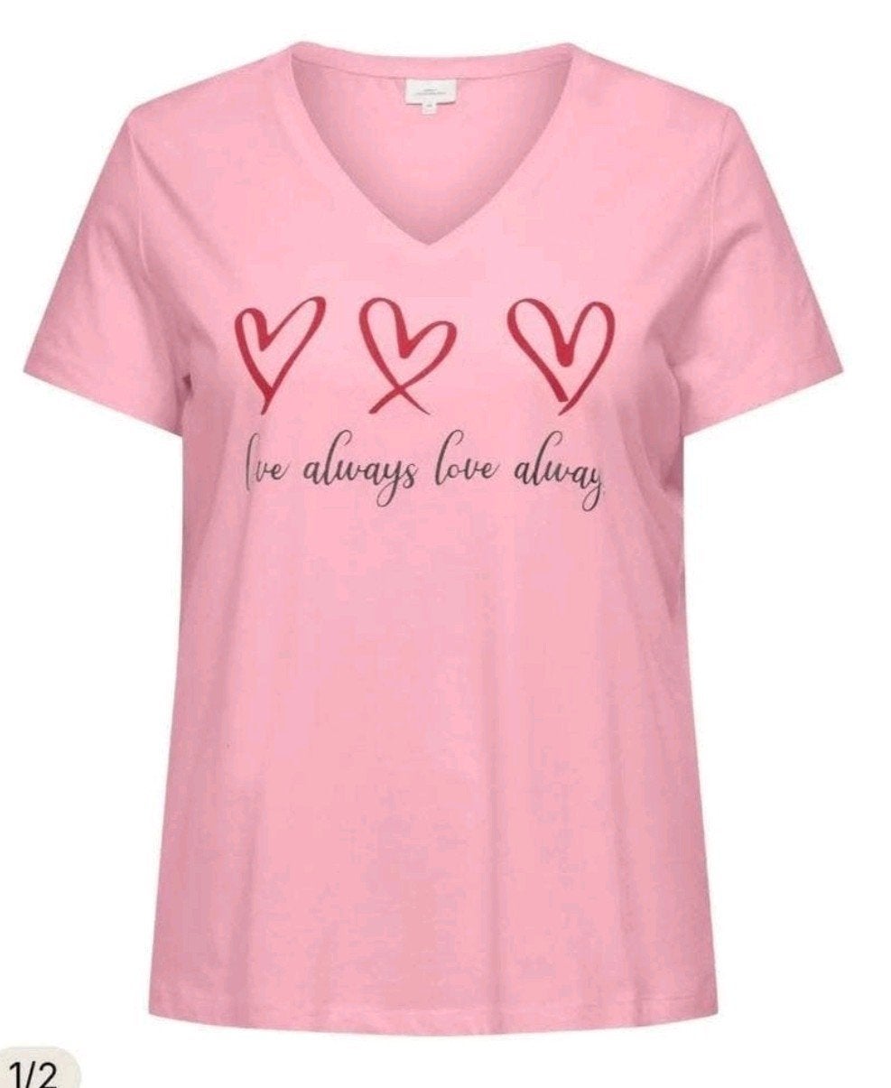 Roze shirt met print Carmae van Only Carmakoma Maat 42/44, O, O, O, Maat 42/44 (L)