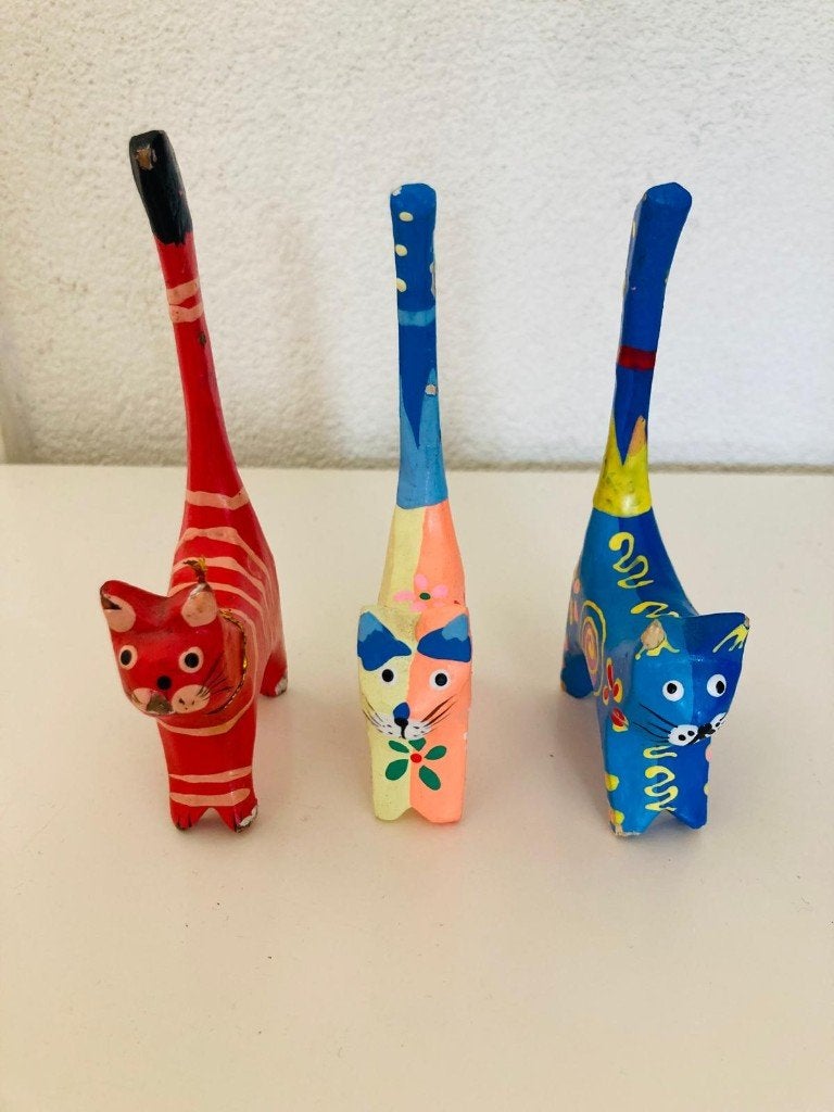 katten beeldjes van papier‑maché, Ophalen of Verzenden, Zo goed als nieuw, Dier
