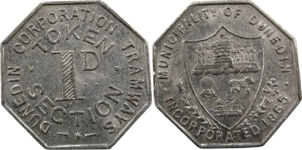 Trampenning 1 penny ca. 1906, Dunedin, Nieuw-Zeeland, Ophalen of Verzenden, Losse munt