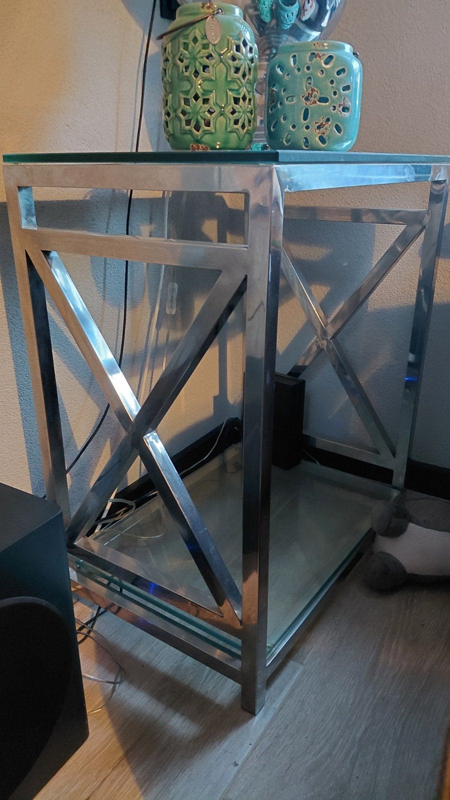 Stijlvolle bijzettafel van rivièra maison, Minder dan 55 cm, Gebruikt, Modern, Industrieel, Metaal of Aluminium