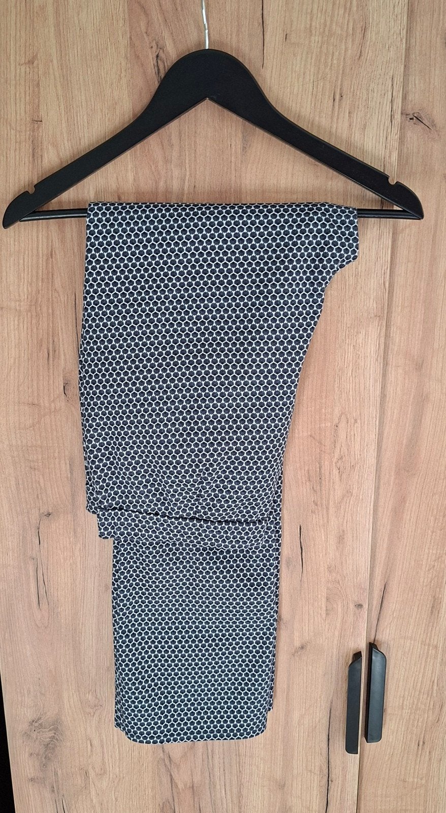 FRANK WALDER Broek marineblauw wit print L40 Lengte 30, Blauw, Maat 42/44 (L), Ophalen of Verzenden, Zo goed als nieuw