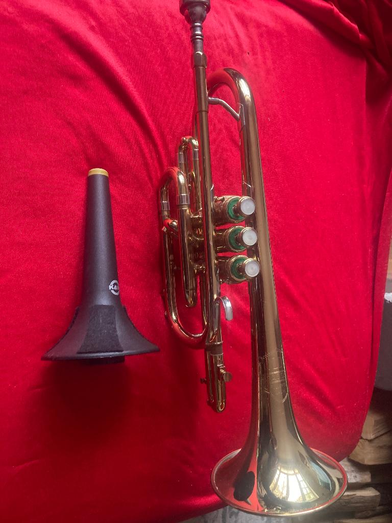 Olds Ambassador Fullerton Cornet incl. accesoires, Muziek en Instrumenten, Ophalen, Gebruikt, Overige typen, Met koffer