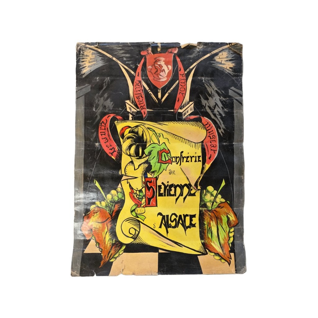 Oude beschilderde wijn poster Alsace, Antiek en Kunst, Ophalen of Verzenden