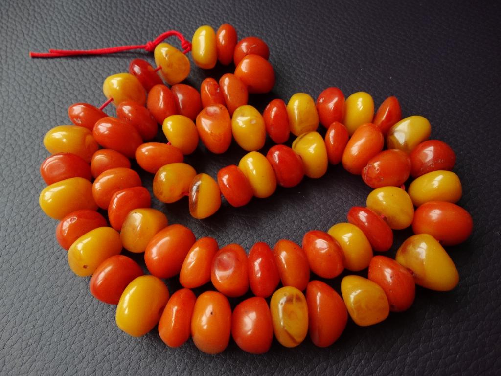 Ketting barnsteen, barnstenen amber, egg yolk, kralen tesbih, Verzenden, Fossiel